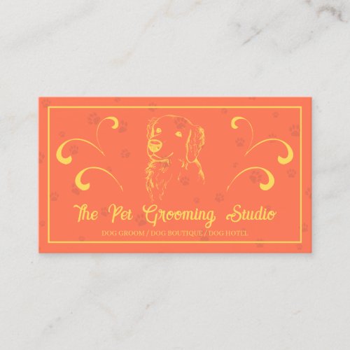 Orange Classy Style Pet Dog Golden Retriever Business Card