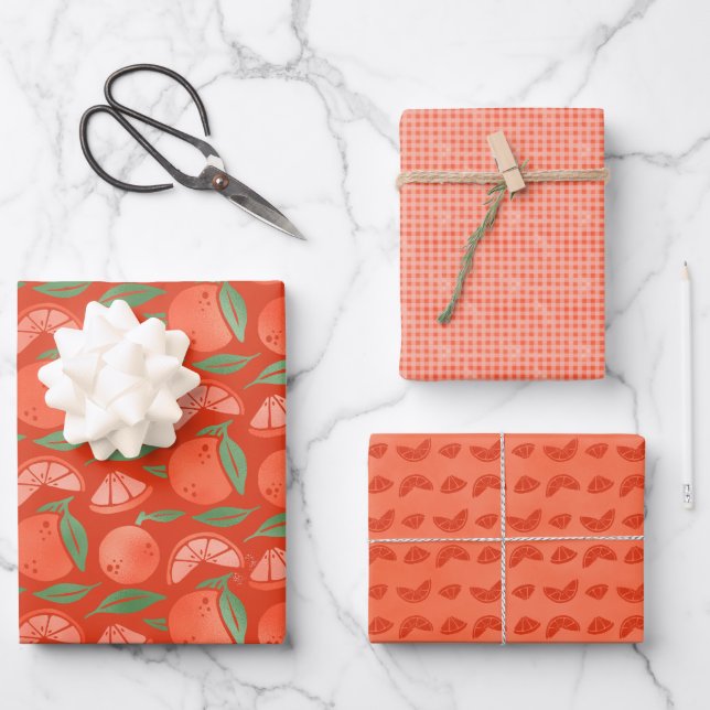 Orange Clementine Fruit Wrapping Paper Sheets (Front)