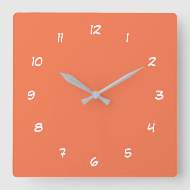 Orange Clock with Custom Your Colors Numbers Font (Front)