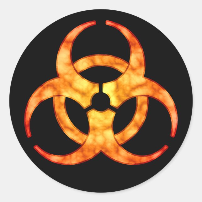 Orange Cloud Biohazard Symbol Sticker (Front)
