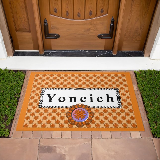 Orange Clover Ribbon by Kenneth Yoncich Doormat (Outdoor)