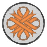 Orange Clover Ribbon by Kenneth Yoncich Hockey Puck