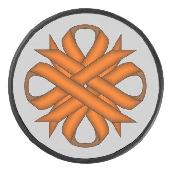 Orange Clover Ribbon By Kenneth Yoncich Hockey Puck by KennethYoncich at Zazzle