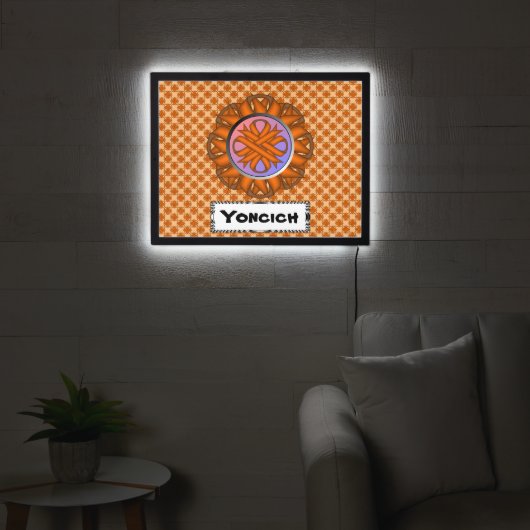 Orange Clover Ribbon by Kenneth Yoncich LED Sign (Living Room)