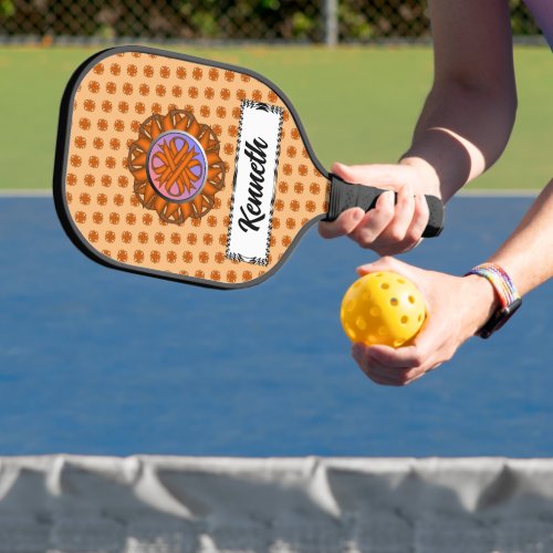 Orange Clover Ribbon by Kenneth Yoncich Pickleball Paddle