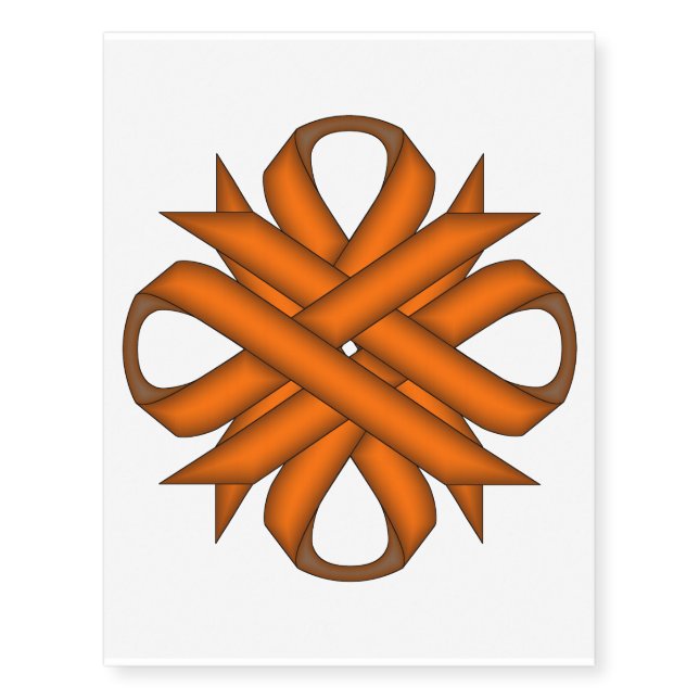 Orange Clover Ribbon by Kenneth Yoncich Temporary Tattoos (Front)