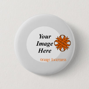 Orange Clover Ribbon Template by Kenneth Yoncich Pinback Button