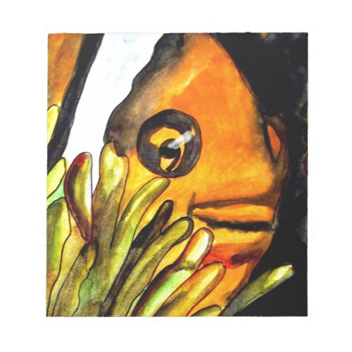 Orange Clown Fish watercolor original art painting Notepad