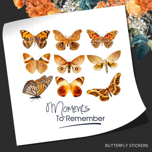 Orange Cluster Butterfly Moments Remember Sticker