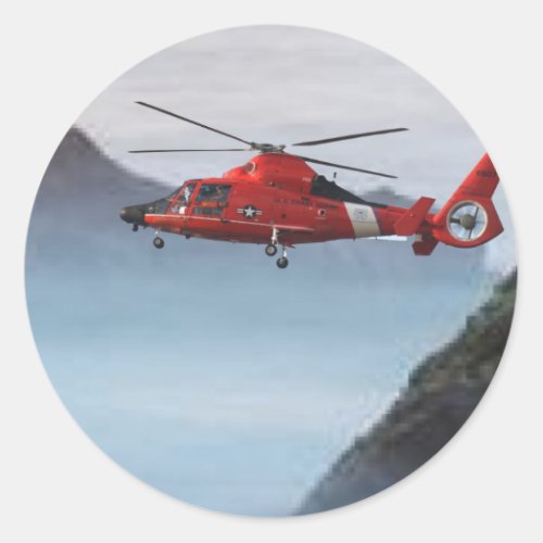 Orange Coast Guard Helicopter Classic Round Sticker