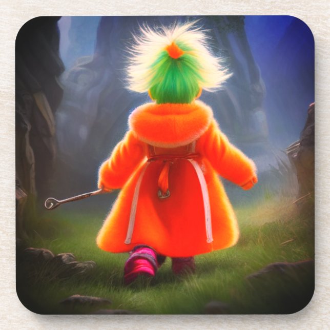 Orange Coat Beverage Coaster (Front)