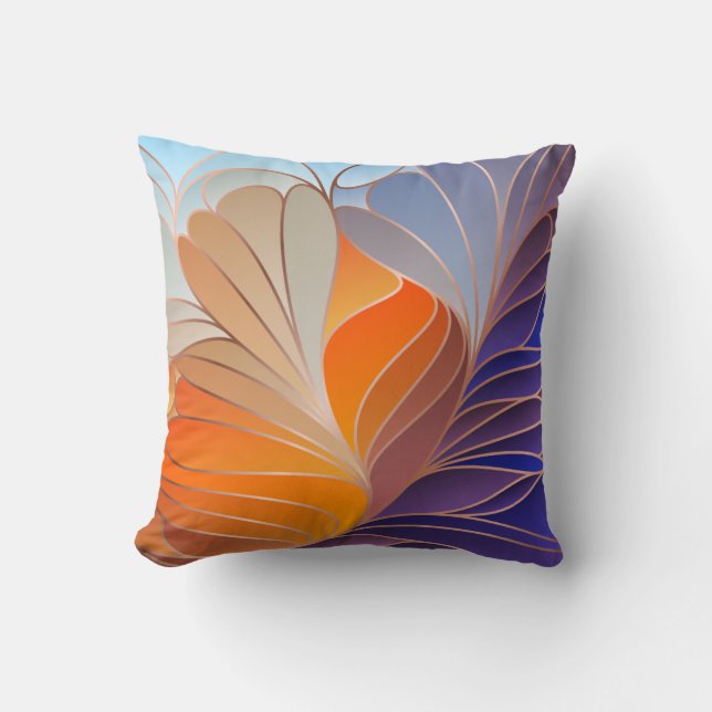 Orange, Cobalt Blue,  Aqua New Art Nouveau Throw P Pillow (Front)