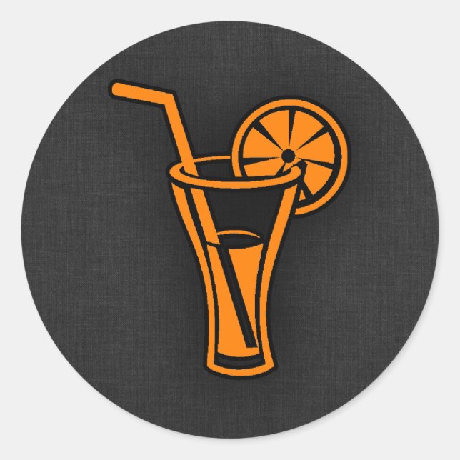 Orange Cocktail Classic Round Sticker (Front)