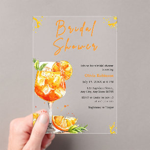Orange Cocktail Drink Aperol Spritz Bridal Shower Acrylic Invitations