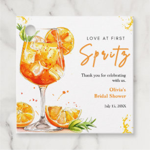 Orange Cocktail Love at First Spritz Bridal Shower Favor Tags