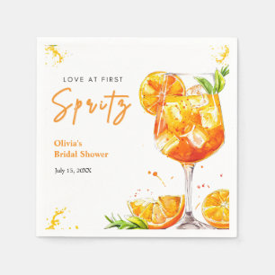 Orange Cocktail Love at First Spritz Bridal Shower Napkins