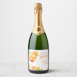Orange Cocktail Love at First Spritz Bridal Shower Sparkling Wine Label