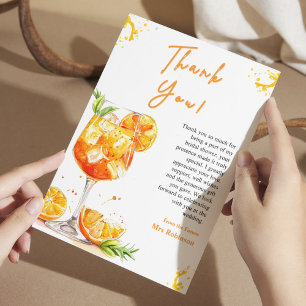 Orange Cocktail Love at First Spritz Bridal Shower Thank You Card