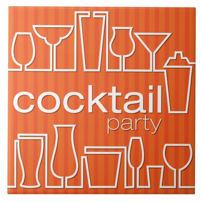 Orange cocktail party ceramic tile (Front)
