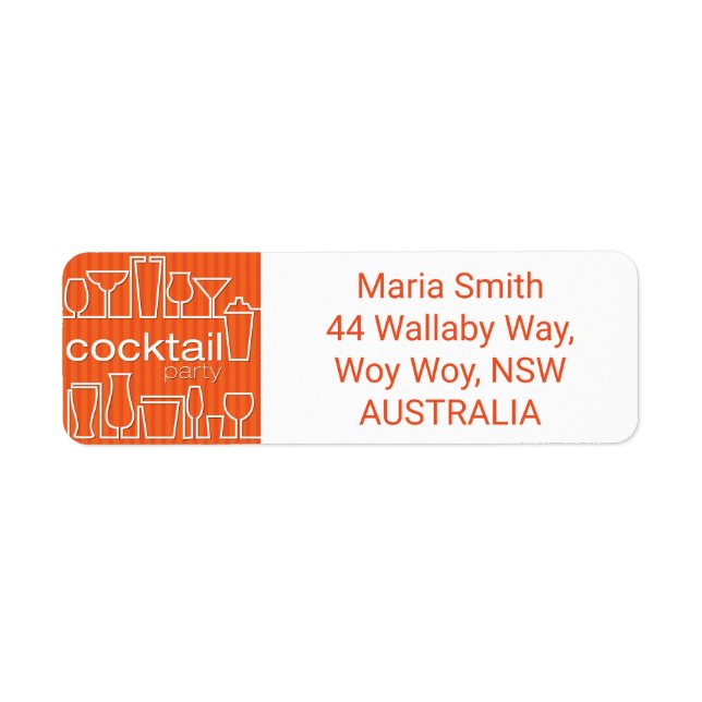 Orange cocktail party label (Front)