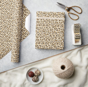 orange, coffee bean and beige polka dots wrapping paper