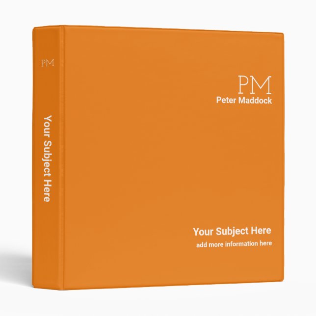 ORANGE color binder with name (Front/Spine)