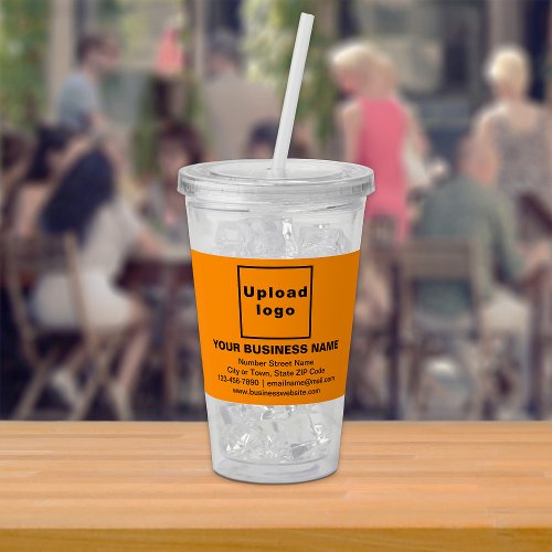 Orange Color Business Brand on Acrylic Tumbler