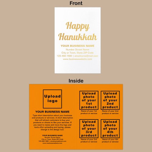 Orange Color Business Brand on Hanukkah Foil Card