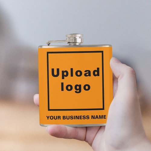 Orange Color Business Brand on Vinyl Wrapped Flask