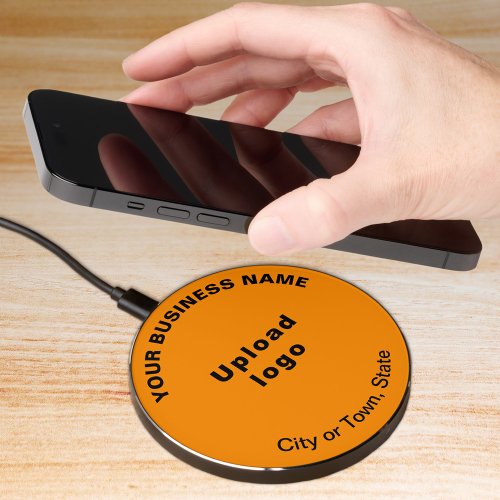 Orange Color Business Brand on Wireless Charger