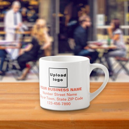 Orange Color Business Brand Texts on Espresso Mug