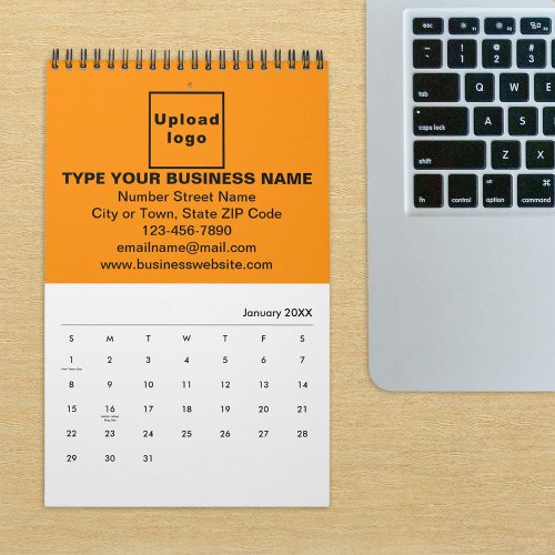 Orange Color Business Branding on Calendar