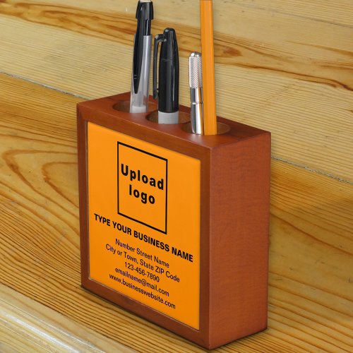 Orange Color Business Branding on Desk Organizer