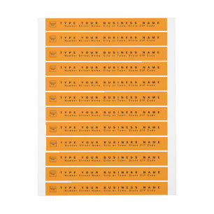 Orange Color Business Return Address Slim Wrap Around Label