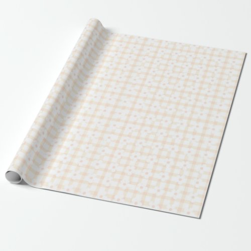 Orange color check flower pattern wrapping paper