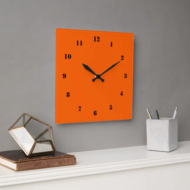 Orange Color Clock or Choose Custom Color and Font | Zazzle