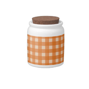orange color country plaids candy jar