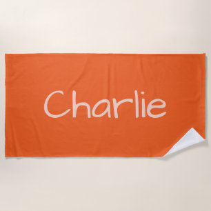 Orange Color Custom Name beach towel