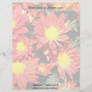 Orange color daisy flowers. Wedding Letterhead