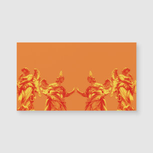 Orange color digital art with sculptures