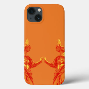 Orange color digital art with sculptures iPhone 13 case