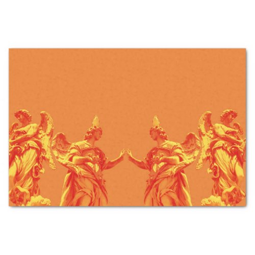 Orange color digital art with sculptures tissue paper