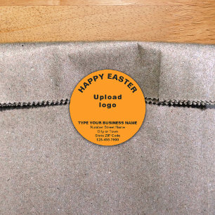 Orange Color Easter Business Round Sticker