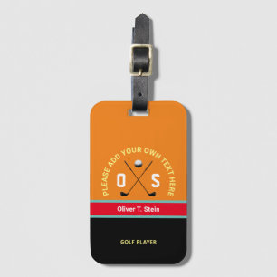 orange color golfer travel luggage tag