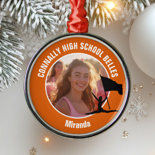 Orange Color Guard Photo High School Christmas Metal Ornament