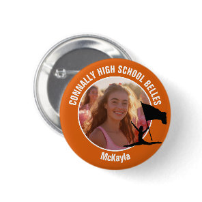 Orange Color Guard Photo High School Dancer Button