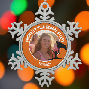Orange Color Guard Photo High School Dancer Snowflake Pewter Christmas Ornament
