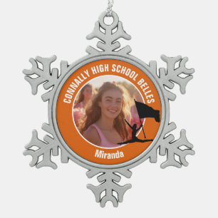 Orange Color Guard Photo High School Dancer Snowflake Pewter Christmas Ornament