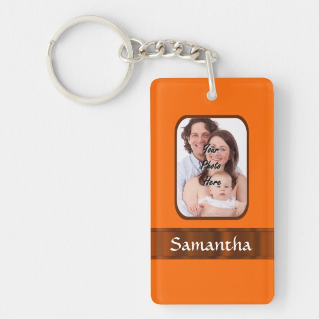 Orange color personalized keychain (Front)