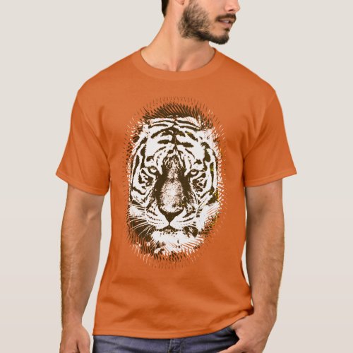Orange Color Pop Art Tiger Head Elegant Modern T_Shirt